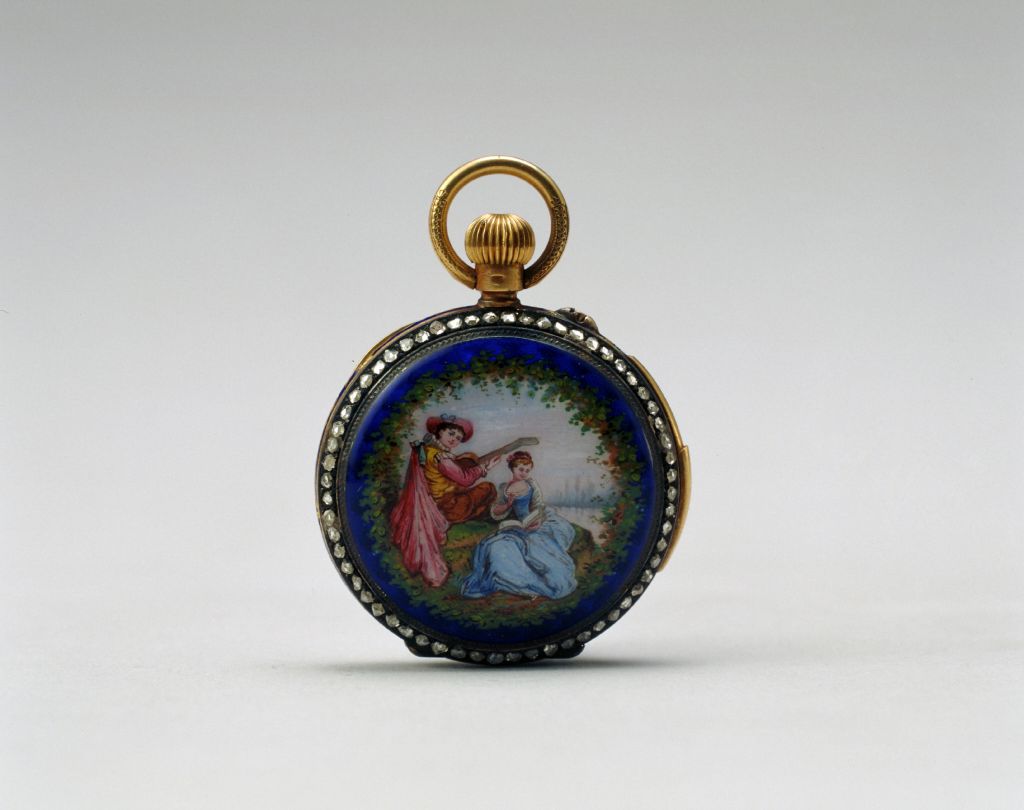 图片[3]-Gold Shell Xianglong Enamel Painting Spring Beating Watch-China Archive